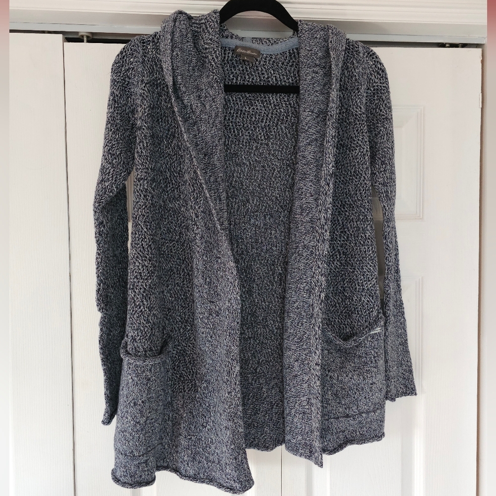 Eddie Bauer Gray/ Blue Hooded Sweater